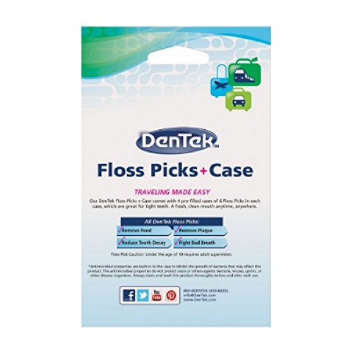 DenTek Floss Picks + Case On-The-Go Mint Flosser, Colors May Vary 12 ea - //coolthings.us