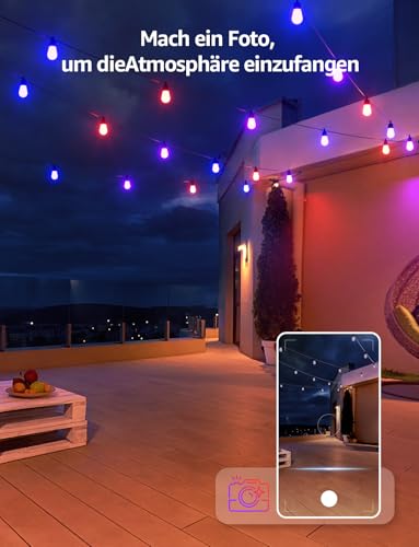 Lepro ZB1 AI LED Fairy Lights Outdoor 30 m, RGB + Warm White Smart LED S14 WiFi Bulbs, App Control, Works with Alexa & Google, IP65, Personalised AI Light Designer, without Remote Control, 30 LEDs
