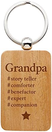 Wood Keychain - Keyring with Engraving – Hashtag Grandpa – Rectangular Wooden Pendant for Father’s Day – Birthday Gift Idea Grandpa
