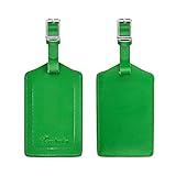 Travelambo Genuine Leather Luggage Bag Tags 2 Pieces Set (green)