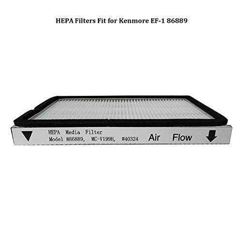 VideoPUP 2pcs HEPA Media Filter HEPA Exhaust Vacuum Cleaner Filters with Foam Filters Fit for Kenmore EF-1 Compares to Model 86889, MC-V199H, 40324 + 1 Brush as a Gift - Thumbnail 3