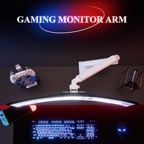 ETHU Single Monitor Arm, Adjustable Gas Spring Monitor Stand for 13-32 inch Monitor up to 9kg, Full Motion Computer Monitor Mount, LED/LCD Display Arm with VESA Pattern 75x75/100x100 Single Arm White