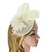 Zking Women Fascinator Hair Pillbox Rose Veil Cocktail Party Wedding Hat (A-beige)