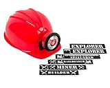Light-up Hard Hat Including Miner, Railroader, Builder and Spelunker Helmet Labels (Red)