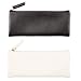 EONMIR PU Leather Pencil Case Pouch Bag,Small Simple Pencil Pouch,Makeup Pouch For Girls,Boys,School,Office(Black+White)