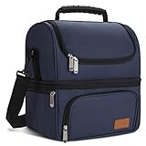 Sable Large Lunch Box for Men Insulated Reusable Adult Lunch Bag Waterproof Cooler Tote Bag for Meal Prep with 2 Main Spacious Compartments, Navy Blue