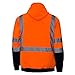 New York Hi-Viz Workwear H8311 Men's ANSI Class 3 High Visibility Class 3 Sweatshirt, Hooded Pullover, Knit Lining, Black Bottom (Orange, Large)