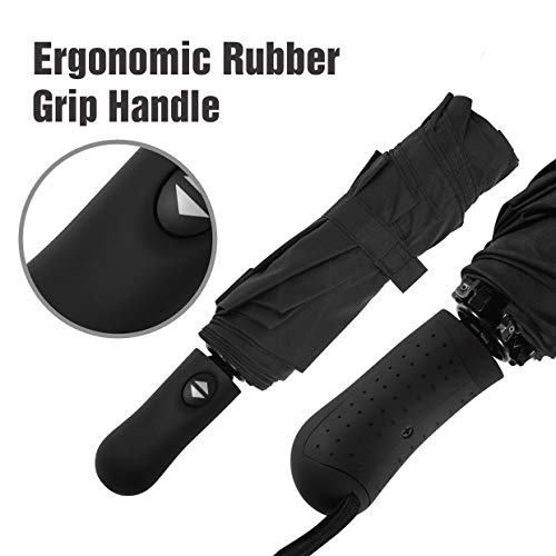 HITSLAM Black Umbrella Windproof, Automatic Compact Travel Umbrella with Teflon Coating and Waterproof Fabrics - Thumbnail 7