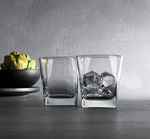 Elegant Drinking Glasses Set of 8, Glassware Set Includes 4 Highball Glasses, 4 Rocks Glasses Heavy Base Glass Cups for Water, Juice, Beer, Wine, and Cocktails