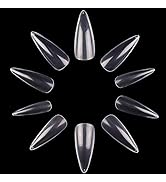 Makartt Stiletto Nail Tips, 500Pcs Full Cover False Nails Clear Press on Nails Acrylic Nail Tips ...