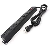 Power Strip with 6 Outlets 6 Ft UL 14AWG Cord Straight Plug for Commercial, Industrial, School and Home,15A 125V 1875W, ETL Approved and Listed, Black