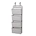 Delta Children 4 Pocket Over The Door Hanging Organizer, Easy Storage/Organization Solution - Versatile and Accessible in Any Room in the House, Grey
