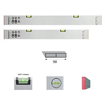 2er Set DEWEPRO® Estrich Richtlatte - Setzlatte - Abziehlatte - Putzlatte - Wasserwaage mit 2 Waagrecht-Libellen - Längen: 15