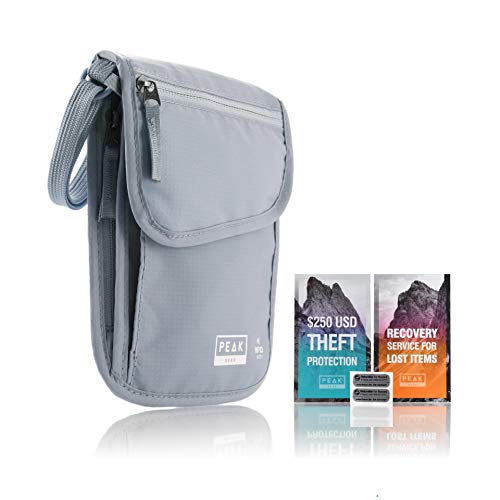 Peak Gear RFID Neck Wallet - The Orginal Travel Pouch with Adjustable Crossbody Strap + Theft Protection and Lost & Found Service | Gray - Thumbnail 7