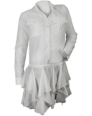Guess Women's White Ruffled Shirtwaist Dress