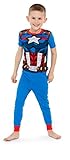 Marvel Big Boys' Avengers 4-Piece Cotton Pajama Set, Heroically Red/Blue, 8