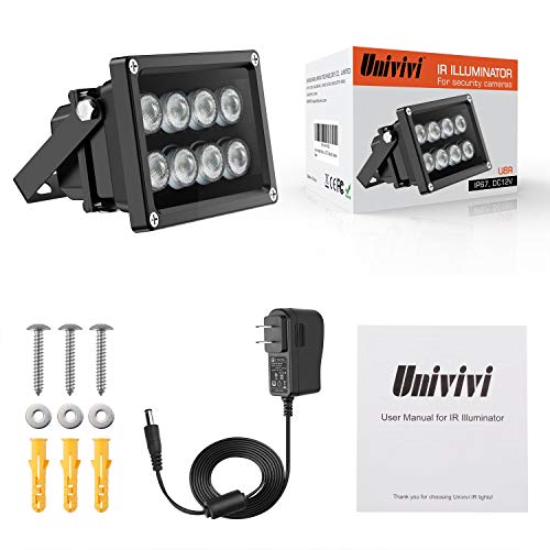 Univivi IR Illuminator 90 Degree Wide Angle 8LEDs IR Infrared Light 850nm Infrared Illuminator