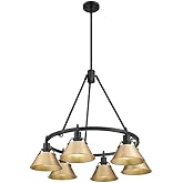 Golden Lighting 3306-6 BLK-BCB Orwell - 6 Light Chandelier-20.38 Inches Tall and 29 Inches Wide, Finish Color: Matte Black, S