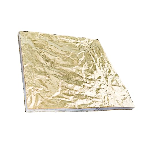 BLWAFY Imitation Gold Leaf Sheets, 6.3 x 6.3 inches, 100 Pieces, Metallic Gold, for DIY Art Projects and Crafts (100)