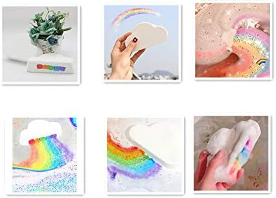 Natural Rainbow Cloud Bath Bomb,Skin Care Moisturizing Natural Handmade Bath Fizzy Salt Cloud Soap,Surprise Bath Bomb with Vivid Rainbow Color for Moisturize Dry Skin for Women,Girls, Kids (White)