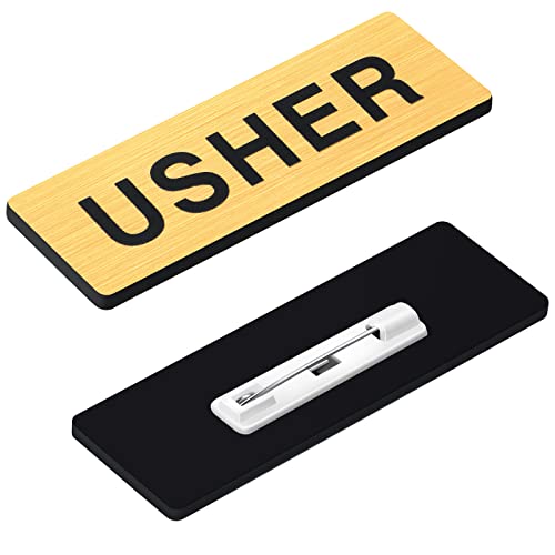 Usher Name Tag Badge 1x3 Inch With Praying Hands - Red Background, White Text (3 Pack) - View #5
