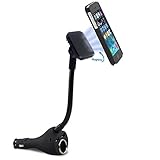 CBIN 3-in-1 Cigarette Lighter Phone Holder Car Mount Charger for iPhone8 X 7 6s 6 5s Samsung S8 plus S7 S6 S5 and More Android Smartphones - Lightning Cable, Dual USB, 3.1A Max