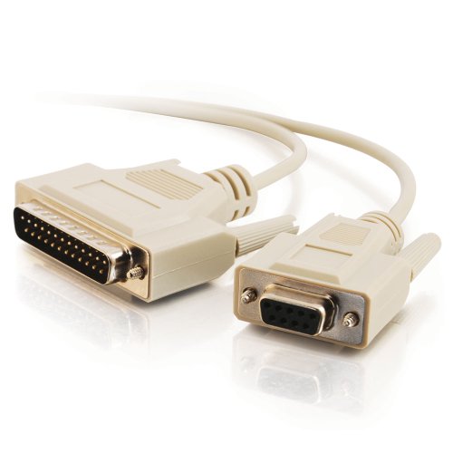 C2G 03019 DB25 Male to DB9 Female Serial RS232 Null Modem Cable, Beige (6 Feet, 1.82 Meters)