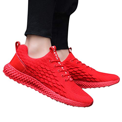 Men's Sneakers Sport Baseball Shoes Fashion Breathable Sneakers Mesh Soft Sole Casual Athletic Lightweight Red - Thumbnail 5