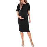 Women's Short Sleeve Bodycon Maternity Dress by Mother Bee - Made in USA