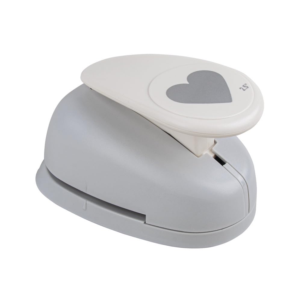 Rayher Paper Craft Punch with Heart Design, Lever Punch for Card Making and Scrapbooking, 6.3cm, 2.5", 69098000