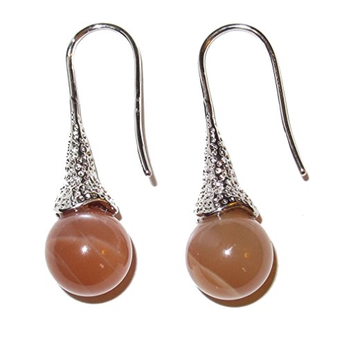 Moonstone earrings peach 02 goddess stone 10mm crystals…