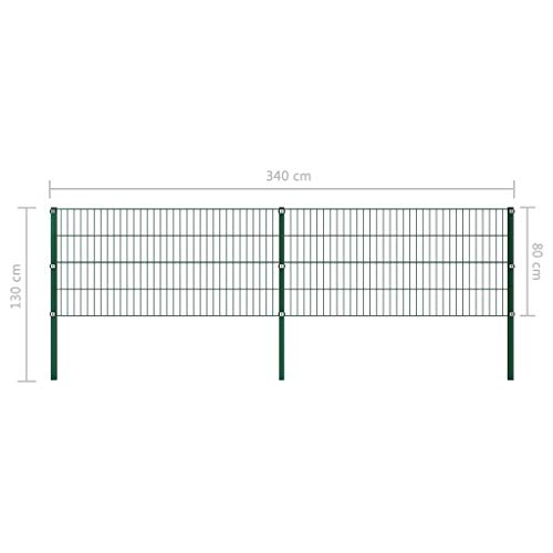 FAMIROSA Zaunfeld mit Pfosten Eisen 3,4 x 0,8 m Grün – Bild 6