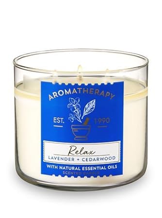 Bath And Body Works 3 Wick Scented Relax Aromatherapy Candle Lavender And Cedarwood 145 Ounce With Natural Essential Oils
