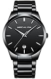 Mens Stainless Steel Watches Men Luxury Waterproof Date Casual Analog Wrist Watch with Black Dial