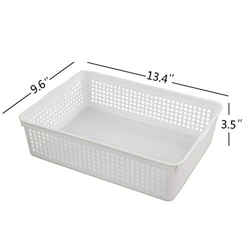 Morcte Plastic Paper Storage Baskets File Organization Trays, Set of 6 (Gray, White)