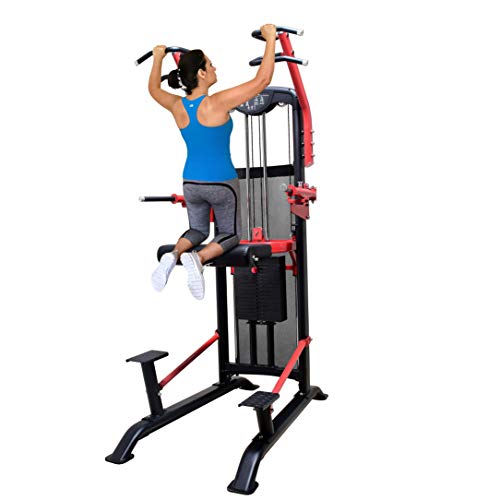 MiM USA Weight Assisted Chin and Dip Machine Dip Chin Assist Arms and Ab Workout Equipment