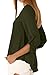 OMZIN Women Casual Chiffon Button V Neck Shirts Plus Size Long Sleeve Cuffed Sleeve Top Army Green XL
