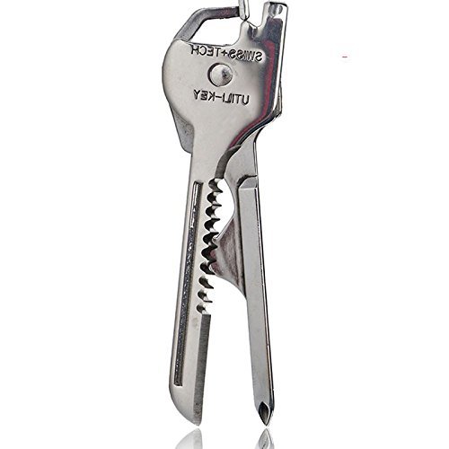 PriMI 6 In 1 Multi Functions Key Tool Portable Key Chain Gadget For Camping Hiking, 55, Black