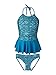 Fin Fun Peplum Tankini Set, Tidal Teal Top, Tidal Teal Bottoms, Girl's Medium