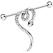 Body Candy Steel Clear Accent Slithering Heart Shaped Snake Industrial Barbell 14 Gauge 36mm