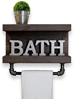 Handmade Two Tier Bathroom Shelf with Towel Bar
