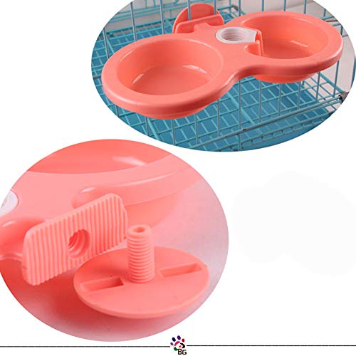 DENTRUN Pet Dog Bowls Stainless Steel Hanging Food Water Feeder Dish, Dog Feeding Bowl Cup Cage Plastic Case with Removable Bolt Holder for Cats Birds Puppy Rabbits,Food Grade Bowl