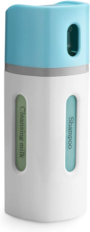 Nacuwa 4-In-1 Travel Bottle Set, Organized Leak Proof Travel Size Toiletries, Refillable Travel Liquid/Lotion/Cream Container - TSA Approved (Blue)