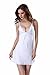 Barelove Women Sexy Lingerie Chemise Lace Babydoll Full Slip Lounge Dress Outfit (Middle, White)