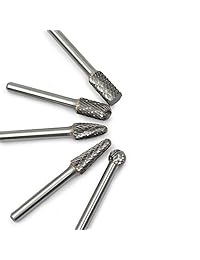 yufu 5 Pcs Doble Corte Carburo Rotary Archivo Burr Set vástago 1 4 inch sólida para die Grinder Drill, tallado de metal, grabado, perforación