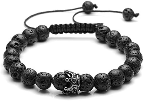 Crystal Tears Couple Bracelets Lava Stone Diffuser Bracelet King & Queen Crown Bracelet for Women Men, His and Her Distance Bracelets