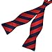 PenSee Mens Self Bow Tie Dark Blue and Red Stripe Jacquard Woven Silk Bow Ties