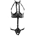 iiniim Women's Adjustable PU Leather High Collared Body Chest Harness Lingerie Outfits