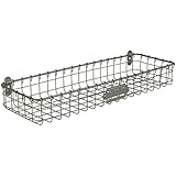 Spectrum Diversified Vintage Mount Tray, Slim Wall Basket Customizable Label Plate, Rustic Farmhouse DÃ©cor, Sturdy Steel Wire Storage Shelf, Industrial Gray