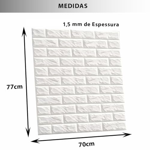 Bisbel Painel 3D Autocolante Adesivo Tijolinho Branco 77x70 cm – Placa Decorativa para Sala, Quarto e Escritório (10)